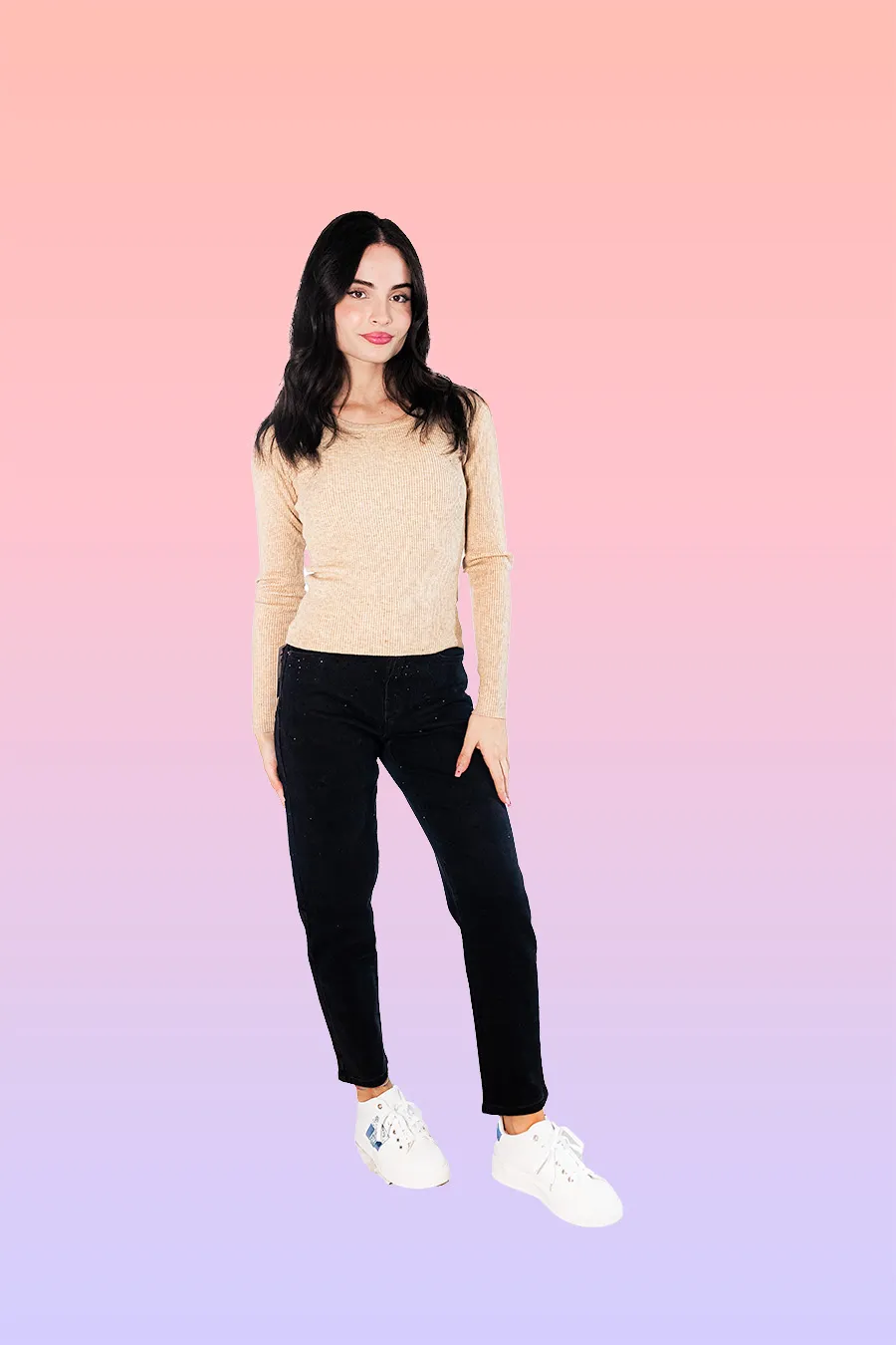 Jeans Only in denim nero con brillantini