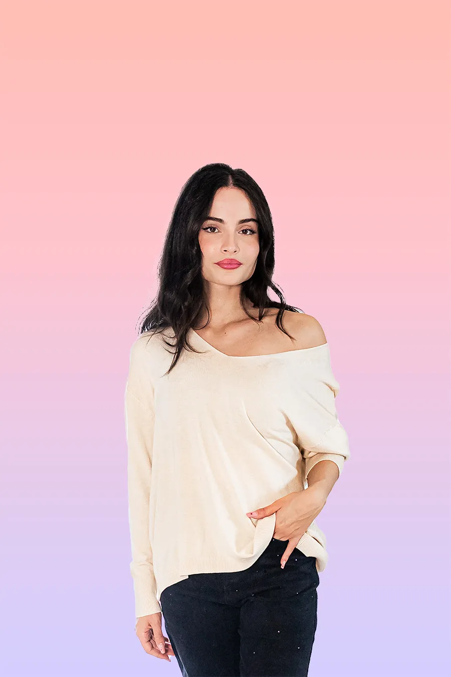 Maglia Only con design essenziale e scollo a V