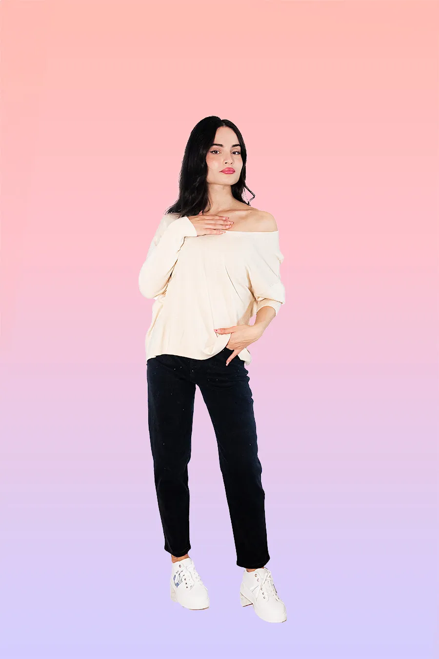 Maglia Only con design essenziale e scollo a V