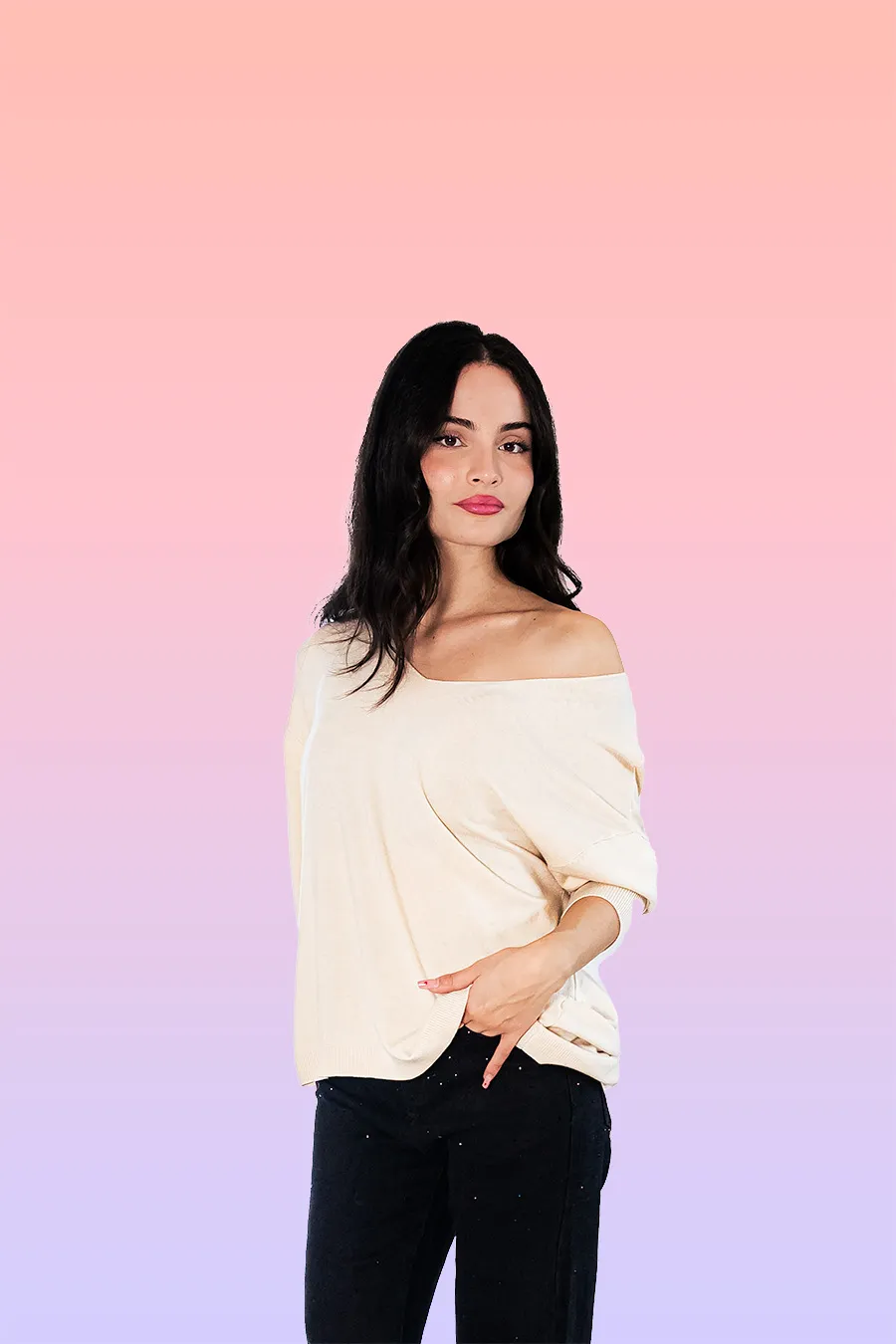 Maglia Only con design essenziale e scollo a V