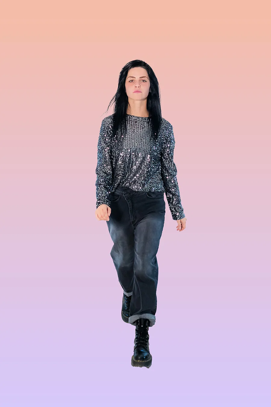 maglia corta con paillettes