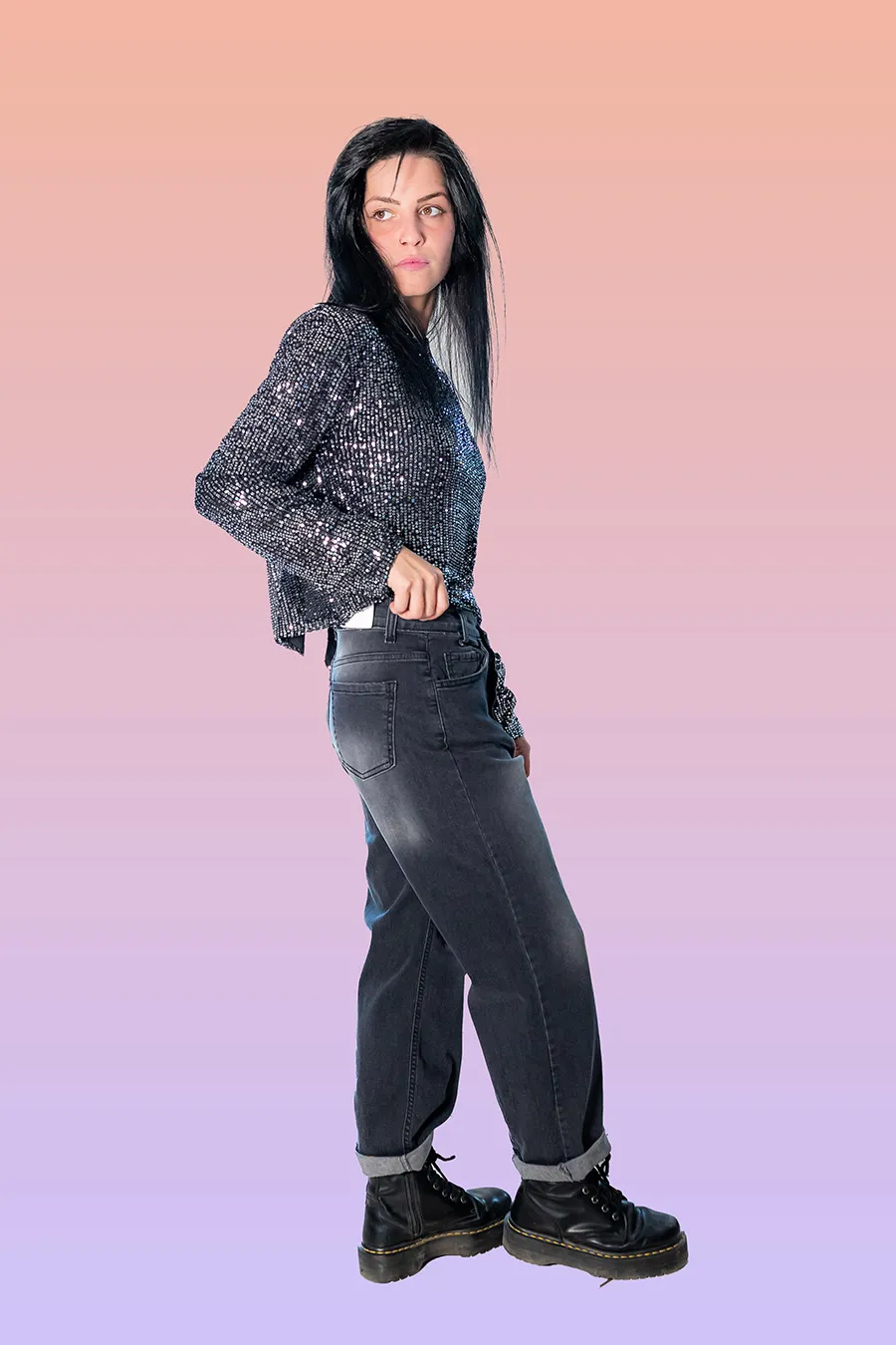 maglia corta con paillettes