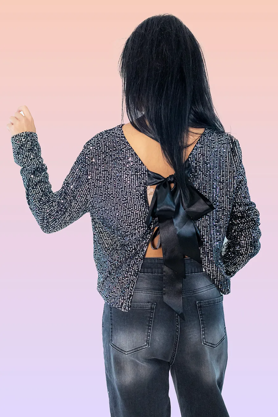 maglia corta con paillettes