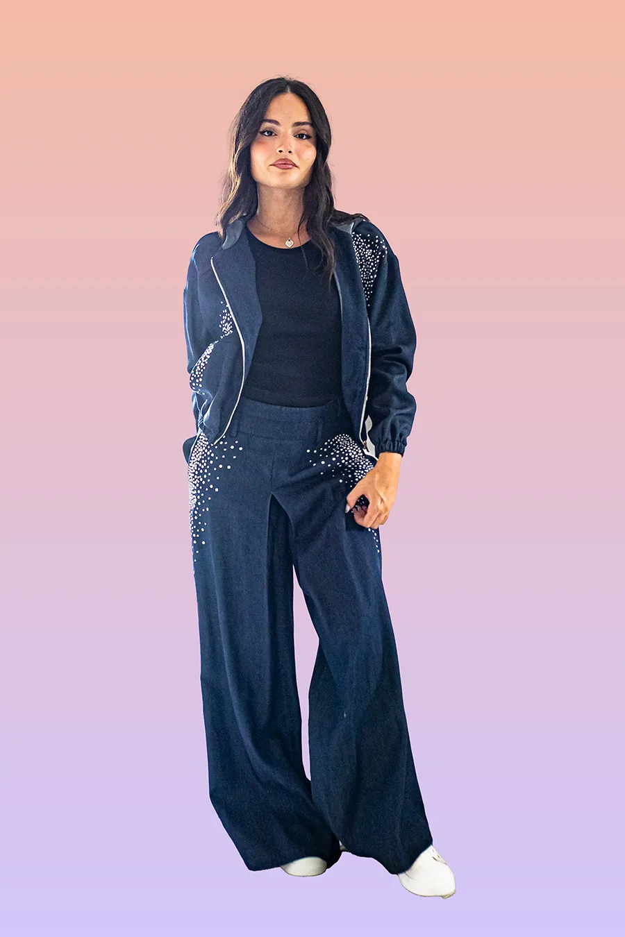 BOMBER CON PERLE E BRILLANTINI KIKISIX