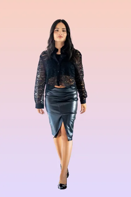 camicia crop in pizzo Only