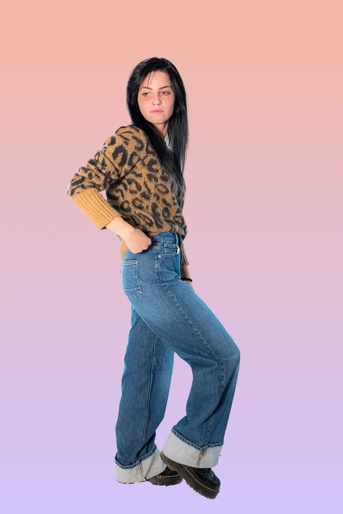 jeans donna con risvolto in fondo Only