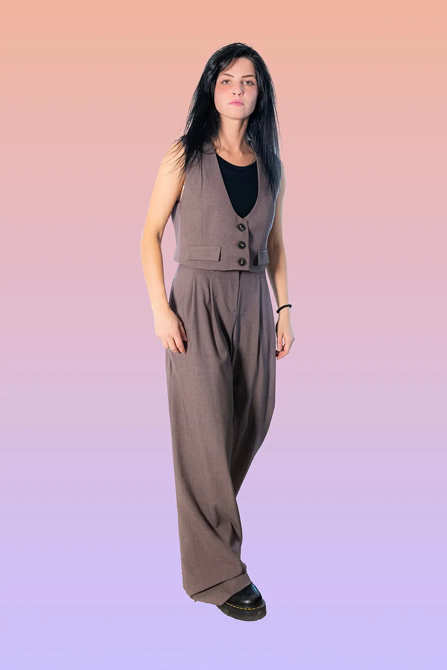 gilet crop in tessuto tecnico
