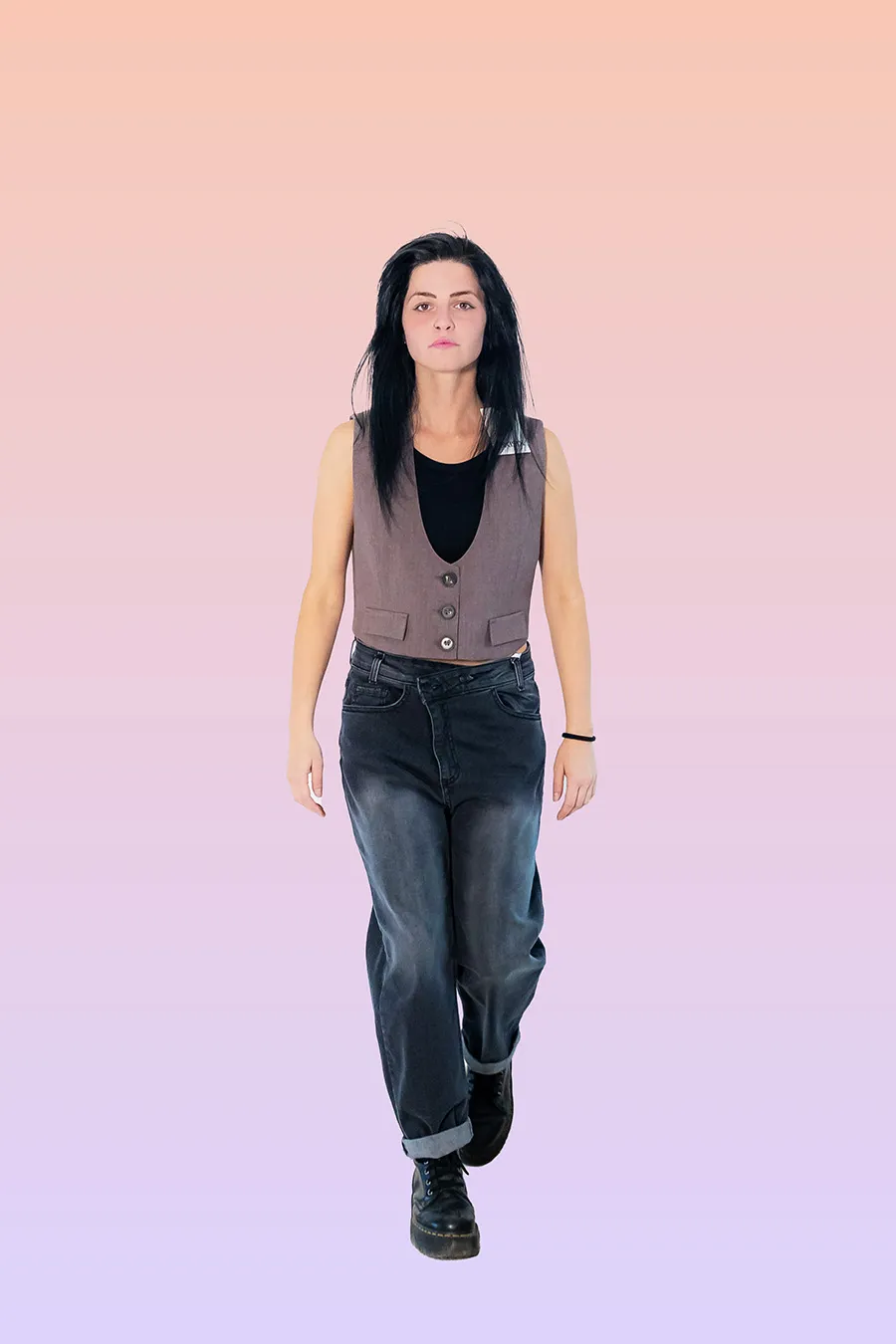 gilet crop in tessuto tecnico