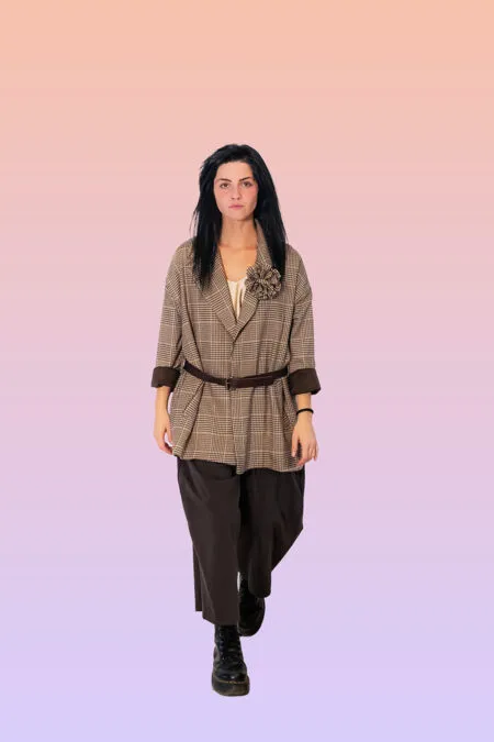 giacca donna aperta in tesuto galles - Kikisix