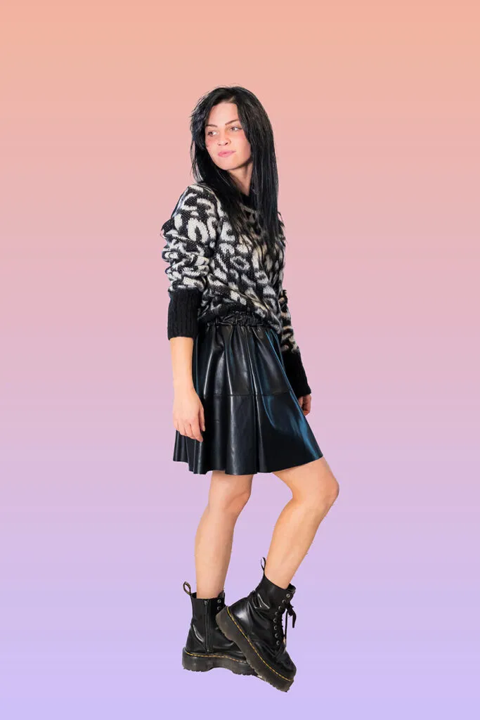 Minigonna a ruota in ecopelle