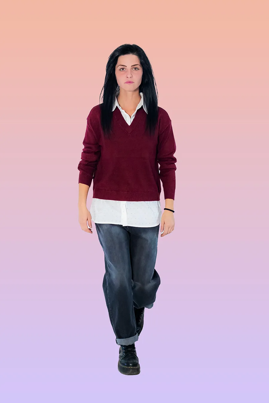 maglia scollo a V con camicia Only