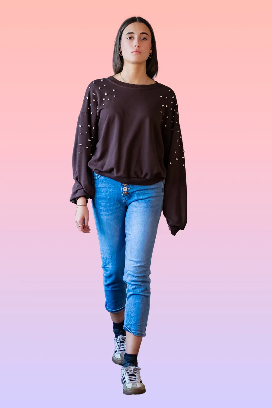 JEANS BAGGY FIT CON BOTTONI A CUORINI - immagine 5