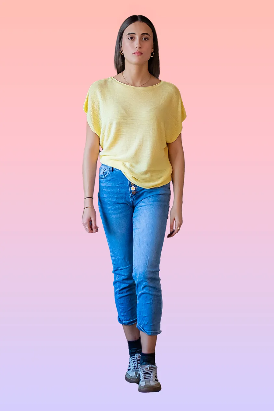 JEANS BAGGY FIT CON BOTTONI A CUORINI - immagine 3