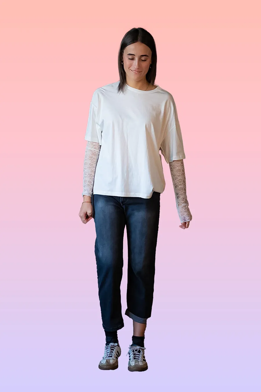 MAGLIA OVER CON MANICHE IN PIZZO KIKISIX - immagine 4