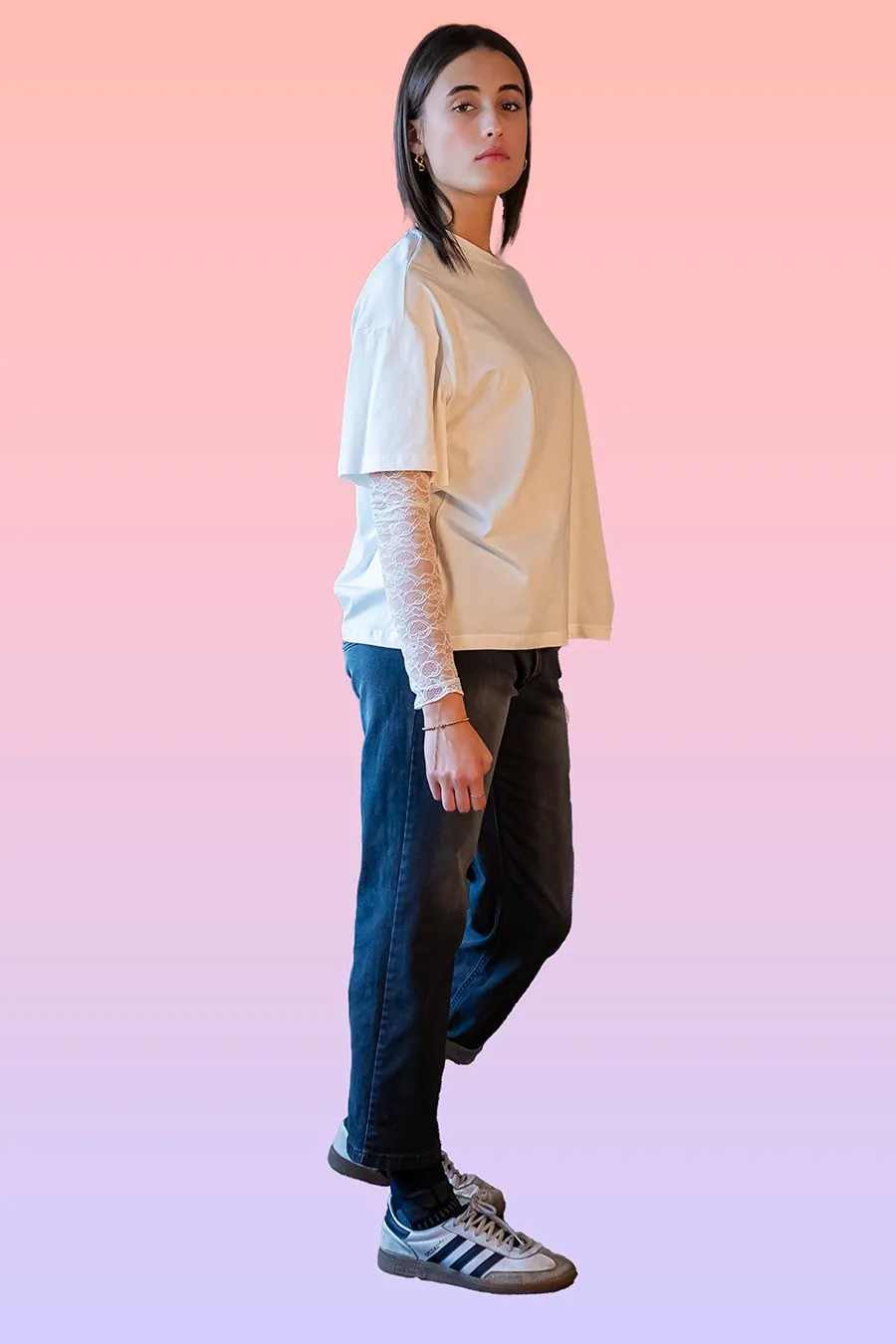 MAGLIA OVER CON MANICHE IN PIZZO KIKISIX - immagine 3