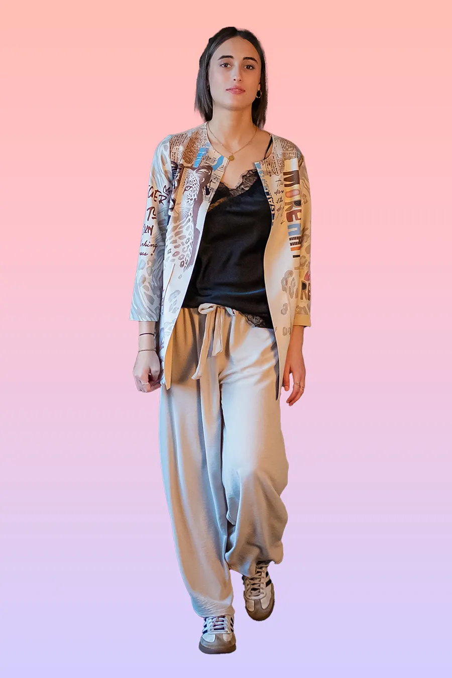 PANTALONE A PALAZZO CON ELASTICO IN VITA - immagine 2